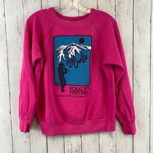 VTG '90 Pink High Country Folklife Festival Buena Vista Colorado Sweatshirt Med
